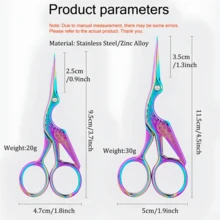 Set Of 2: 4.57-Inch Large Gold Crane Scissors & 3.7-Inch Small Gold Crane Scissors, Vintage Style Sewing, Embroidery, Paper, Office & Eyebrow Grooming Multi-Purpose Scissors - Multicolor - View 5