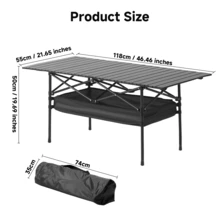 Senmeo Portable Folding Camping Table, 4-6 Person Aluminum Outdoor Picnic Table With Storage Carry Bag, Adjustable Height Lightweight Camp Table For Beach, Picnic, BBQ And Indoor Use - màu đen - Xem 11