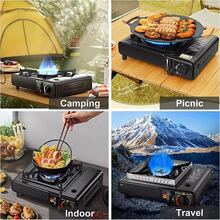 1pc 3000w Camping Stove Propane&Butane Windproof Fire Dual Fuel Brass  (Fuel Not Included),With A Carry Case,Build In Pressure Cartidge Ejection,Automatic Safety Shut Of Device,Simple And Quick Assembling,Large Sized Cooking, Can Hold 10 Inches Sized Cooking Pan,Rust-Resisstant Stainless Steel Burners, Easy Clean For Re-Use.  (Black) - màu đen - Xem 9