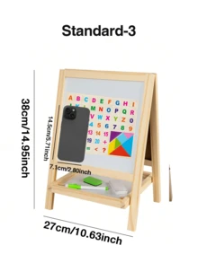 Double-Sided Chalkboard & Whiteboard, Wooden Base With Magnetic Letters & Numbers - Educational Drawing & Learning Board For Toddlers & Kids
