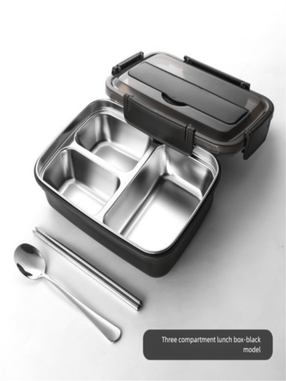 1pc Stainless Steel Lunch Box, Comes With Stainless Steel Cutlery, 1pc Durable 304 Stainless Steel Leak-Proof Bento Box With 3 Compartments, Easy To Clean, Suitable For School And Work, Ins Style 304 Stainless Steel Lunch Box With 4 Compartments - Portable, Insulated Lunch Container Suitable For Women, Adults, Men, Office Workers, Travel And Outdoor Use, Office Worker Lunch Box, Lunch Box, Fruit Box, Bento Box, Picnic Camping Meal, Food Storage Container