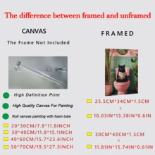 1pc Bathroom Black Cat Poster Wall Art Abstract Cat Reading Newspaper While Using The Bathroom Modern Botanical Style Painting Colorful Canvas Print Decor Suitable For Living Room Or Bedroom Wall Arts, Posters, Wall Art With Frame Room Arrangement, Wall Art, Room Decor Aesthetics Retro Decor, Living Room Wall Art -Canvas (Optional Frame)