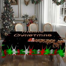 1/20 piezas Mantel de Navidad, fondo negro, diseño impreso con estampado de Papá Noel y ciervos, decoración de mesa y el regalo perfecto para amigos, adecuado para uso en el hogar, cocina, terraza de restaurante, interior y exterior durante la temporada navideña
