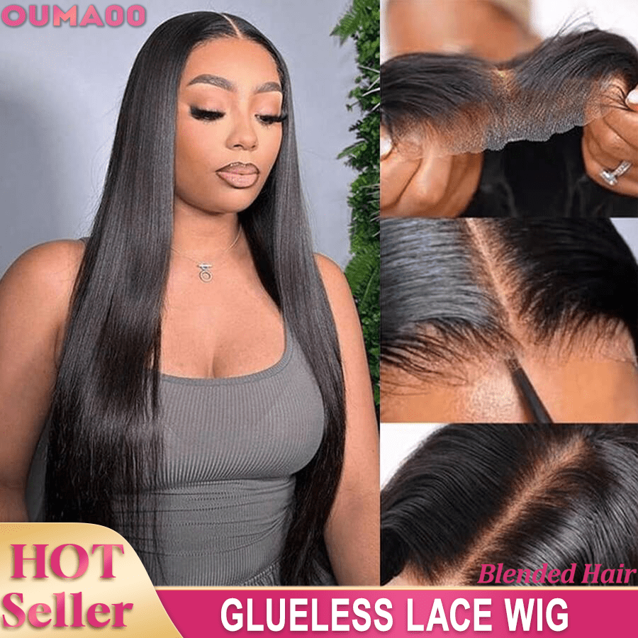 5*5 Straight Glueless Wigs HD Lace Closure Wig Natural Black Color Straight Wig 13*4 13*6 Lace Front Wigs Pre Cut Lace Wig Pre Plucked With Baby Hair 200% Density Pre Bleached Knots & Natural Hairline Glueless Wigs For Women Halloween Wigs