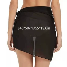 2pcs/1pc Women Black & White Beach Cover Up Sarong & Bikini Swimsuit Set, Suitable For Beach Travel For Dress - Black and White - View 2