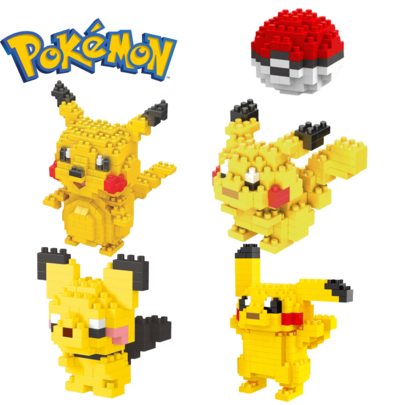 Pokemon Pikachu Elf Ball Children's Game Model Building Block Toys, Suitable For Boys And Girls Educational Science DIY, Cartoon Anime Games, Cute Kawaii Building Block Toys, Desktop Decorations For Building Block Lovers, Back-To-School Supplies, Suitable For Christmas, Halloween, Birthday Gifts, And Anime Character Toys For Boys And Girls