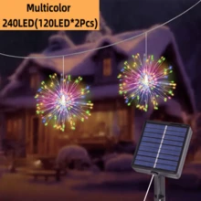 YEYAYU 1 套，2/4 件太阳能户外仙女灯，240/480 LED 烟花仙女灯串，适用于庭院、雨伞、屋檐、花园、树木、帐篷、户外照明、圣诞装饰