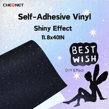 1 Tờ A4 30cmx21cm/12*8.2In Tấm nhựa vinyl tự dính lấp lánh vĩnh viễn dùng để trang trí tiệc, nhãn dán, dụng cụ cắt thủ công, đề can xe hơi tự làm - màu đen - Xem 10
