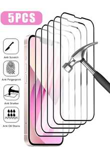 5pcs Full Coverage High Definition Anti-Scratch Anti-Dust Tempered Glass Screen Protector, Compatible With IPhone 16/16 Pro/16 Plus/16 Pro Max/15/14/13/12/11/XS/6/7/8 Plus/SE2/SE3 - Clear - View 22