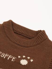 1pc Baby Boy Sweater/Baby Girl Vest Pullover, Puppy Floral Pattern, Cute Knit Sweater For Toddler Girls, Suitable For Spring & Autumn - Chocolate Brown - View 5