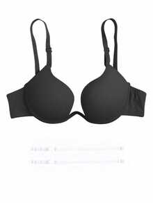 Women's Deep V Push-Up Bra, Removable Straps, Heart Metal Decor, Backless Dress Bandeau