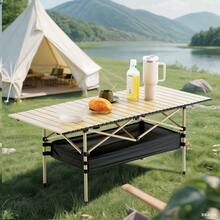 LOVEWE Camping Table Folding Camp Table Roll Up Surface Lightweight, Collapsible Height Adjustable Suitable For Picnic Adults With Carry Bag For Indoor Outdoor BBQ Picnic Gathering Patio - Bàn gấp ngoài trời 95cm - Màu đen - Xem 6