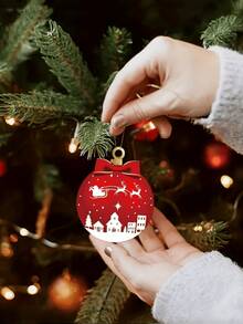 12-24 Decorações de madeira requintadas para árvores de Natal - adequadas para decoração de Natal e casa (bolas de Natal) - Multicolorido - Ver 3