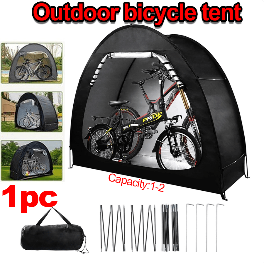 1pc Travel Bike Storage Shed Tent,Made Of High-Quality 210d Oxford Cloth,Three Layers Of Anti-Tear Material, Pu4000 Waterproof And Anti-Ultraviolet Treatment,Rolled And Double Stitched With Durable Thread, 78" Long * 32" Wide * 64" High, Store 2-3 Adult Bikes,Quickly Installed And Dismantled In Less Than 10 Minutes Without Tools,For Bike, Long-Handled Garden Tools, Furniture Cushions, Bicycles, Lawn Mowers, Coolers,Ect(Black)