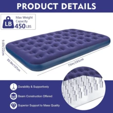 Colchón de aire flocado de lujo para acampar con bomba de aire eléctrica gratuita, impermeable, para interiores y exteriores, inflado rápido, colchón de cama de aire con superficie cómoda Colchón de aire Dual Deluxe de doble elasticidad, material PVC, almohadilla rectangular, sin carga, con sistema de inflado/desinflado rápido, para camping, viajes, cama de emergencia para el hogar - Tipo de Enchufe A USA (110-127V) - Ver 5