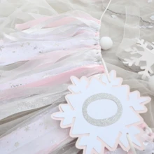 Christmas Handmade Pink White Blue Snowflakes High Chair Banner For Boys Girls Winter Wonderland Birthday Party Decoration