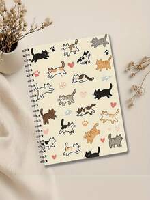 Sổ tay lò xo kẻ dòng dành cho sinh viên, kích thước 5.5x8.5 inch, họa tiết mèo dễ thương, làm từ giấy chất lượng cao, phù hợp cho văn phòng, học tập và làm quà tặng, hoàn hảo cho bạn bè, anh chị em, sinh viên và những người yêu mèo, lý tưởng cho mùa tựu trường. - Nhiều màu - Xem 6