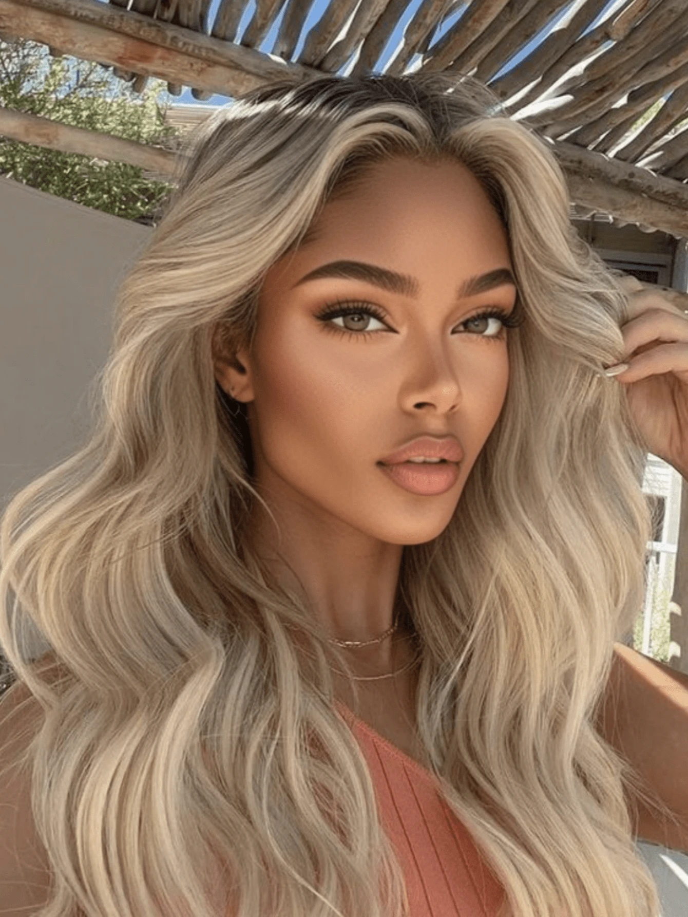 Ombre Brown Roots Ash Blonde Body Wave Lace Front Wigs Human Hair Pre Plucked Invisible Knots 13x4 HD Transparent Lace Frontal Wigs Human Hair Brazilian Virgin 250 Density Lace Closure Wigs Human Hair Water Wave Glueless Wigs For Women With Baby Hair - Bắt nguồn từ & Ombre - Xem 1