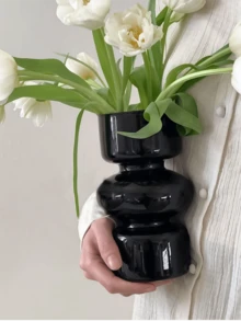 1 pieza/2 piezas Jarrón de vidrio transparente rosa, jarrón de burbuja de vidrio de 7 pulgadas de colores, jarrón de vidrio de tres capas para decoración de flores en el hogar/oficina/bodas/mesas de fiesta