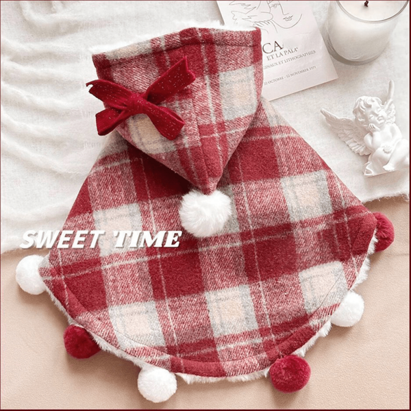 1 件宠物狗猫毛绒保暖斗篷，可爱圣诞新年装饰服装，适合狗和猫