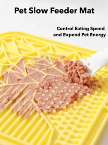 2Pcs Cat/Dog Bowl, Puppy Keep Feed,Lick Mat For Pet With Suction Cups,Dog/Cat Stuff,Silicone Pet Slow Feeder Bowls, Suitable For Dry/Wet Food, And Liquids - 黃色+拼色 - 查看 7