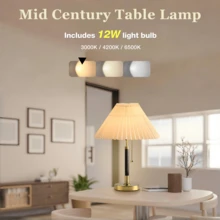 QUIGO Bedside Table Lamp For Bedroom Living Room-3 Color Temperature,Bedside Lamps For Nightstand With Fabric Lampshade, Solid Wood & Brass, Modern End Table Lamp, Led Side Table Desk Lamp Vintage BW01T - Xem 8