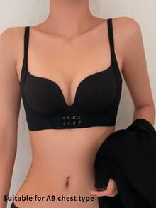 Sujetador de empuje ultra sólido para mujeres, lencería,push-up super realzante para mujer, diseñado para copa pequeña con efecto de busto talla grande grande - Negro - Ver 2