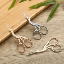 Set Of 2: 4.57-Inch Large Gold Crane Scissors & 3.7-Inch Small Gold Crane Scissors, Vintage Style Sewing, Embroidery, Paper, Office & Eyebrow Grooming Multi-Purpose Scissors - Multicolor - View 9