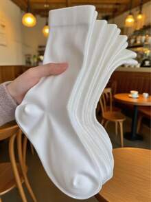 1/5/10 pares de calcetines de maternidad cómodos y de boca ancha de unicolor para mujeres, calcetines transpirables que absorben la humedad hasta el tobillo