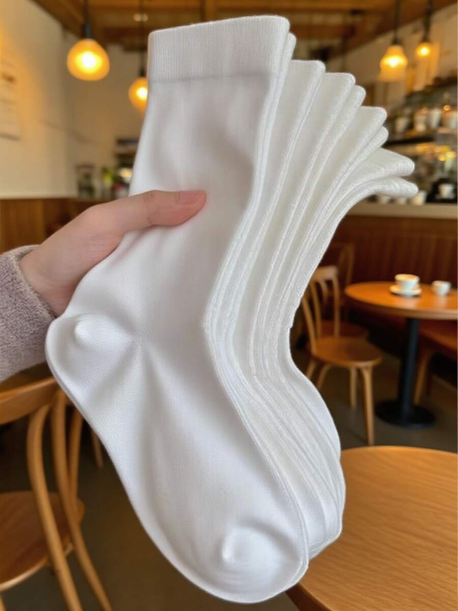 1/5/10 pares de calcetines de maternidad cómodos y de boca ancha de unicolor para mujeres, calcetines transpirables que absorben la humedad hasta el tobillo