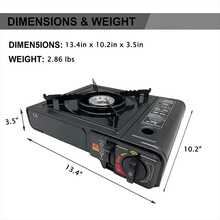 1pc 3000w Camping Stove Propane&Butane Windproof Fire Dual Fuel Brass  (Fuel Not Included),With A Carry Case,Build In Pressure Cartidge Ejection,Automatic Safety Shut Of Device,Simple And Quick Assembling,Large Sized Cooking, Can Hold 10 Inches Sized Cooking Pan,Rust-Resisstant Stainless Steel Burners, Easy Clean For Re-Use.  (Black) - màu đen - Xem 2