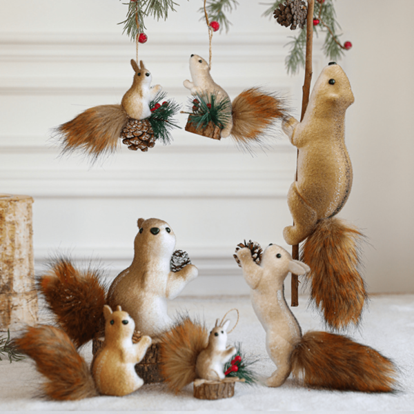 Christmas Squirrel Ornament For Tree – Realistic Hanging Holiday Decoration