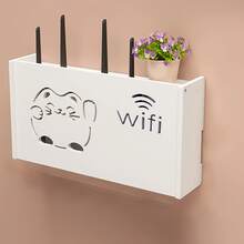 1 件免钻电视盒壁挂架，用于路由器、WiFi 的壁挂式存储架，具有电缆管理和散热功能 - 白色 - 查看 14