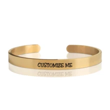 Customized 18K Gold Engraved Text Bracelet, Roman Numeral, Name Or Information Bracelet, Gold-Plated, Rose Gold, Silver, Fashionable Stacking Accessory, Multi-Color/Gold Options, Open Design, Adjustable Size, Fits All, Multifunctional Bracelet Accessory, Gift For Mom/Girlfriend/Classmate/Family/Friend