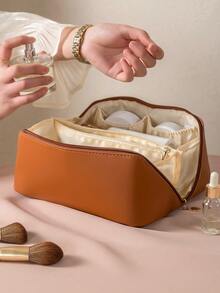 Customized Makeup Bag, Zipper Design Large Opening Makeup Pouch, Reusable Cosmetic Bag Suitable For Toiletries, Skincare And Accessories, Perfect For Travel, Cruise, Airplane, Dorm Use, Ideal Personalized Gift For Women, Girlfriend, Family, Kids, Pink Girls, Great For Anniversary, Christmas, Holiday/Vacation, School, Outdoor Activities/Travel/Hiking/Sports/Climbing - Multicolor - View 5