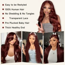 bling hair 13x4 Reddish Brown Lace Front Wigs Human Hair 13x6 Body Wave Lace Front Wig 200% Density # 33  Wigs Human Hair With Baby Hair Pre Plucked 22 24 26  Inch,13x4 Reddish Brown Lace Front Wigs Human Hair Pre Plucked Straight Wigs Human Hair - 33# - 查看 5