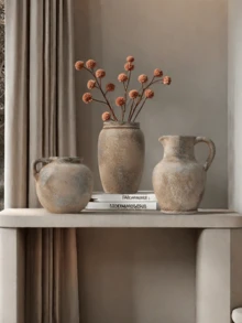 1 pieza Jarrón de cerámica japonés de estilo Wabi Sabi, de forma redonda y boca estrecha, adecuado para decoración de arte en el hogar, decoración de sala de estar, arreglo floral de escritorio, decoración de entrada, decoración del hogar, decoración de habitación, jarrón de flores, jarrón de vidrio