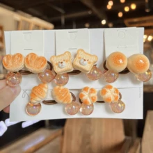 5pcs/1pc Cartoon Bread Bear Hair Tie, Cookie Hair Scrunchies, Beaded Hair Ties, Cute Animal Hair Accessories, High Elasticity Ponytail Holders, Non-Damaging Hair Clips, Daily Use ,Hair Elastics ,Hair Rubber Bands ,Hair Rope ,Elastic Hair Tie Head Accessories Elastic Band - Multicolor - View 4