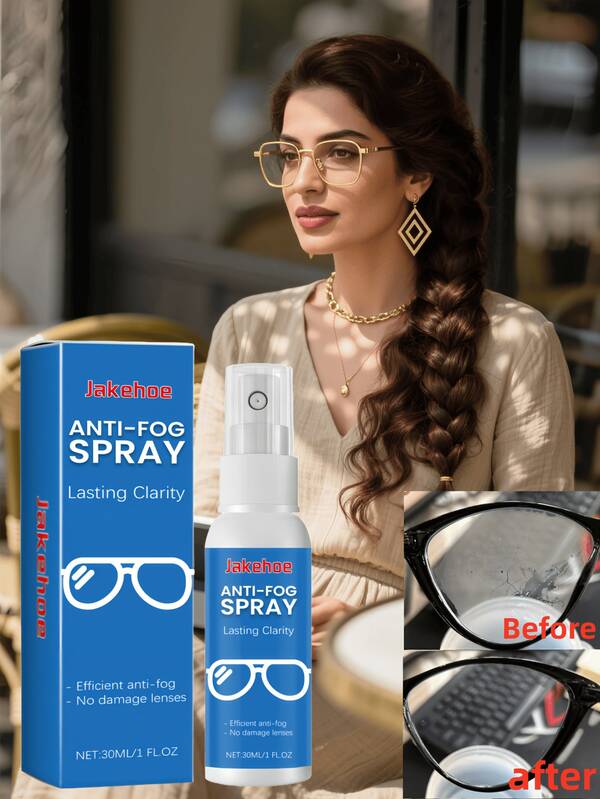 Spray de limpeza antiembaçante para óculos, antiembaçante, limpeza de visão nítida, spray de manutenção de lentes, adequado para óculos, lentes, óculos de natação, máscaras de mergulho, óculos de esqui e outros sprays antiembaçantes, ferramentas portáteis para limpeza de óculos