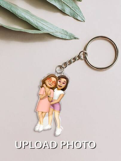 Custom 2D Style Art Portrait, Render 2D Figure Based On Uploaded Photo, Personalized Keychain Gift For Family, Friends, Decor For Tea Room, Home, Garden, Office, Suitable For Anniversary, Valentine's Day, Mother's Day, Birthday, Graduation, Wedding And Other Occasions