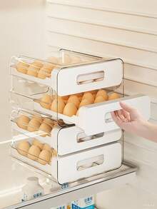 Large-Capacity Egg Storage Rack For Refrigerator - Holds 32 Eggs, Transparent Plastic Drawer Organizer With Multiple Compartments, Space-Saving Design, Easy Access & Freshness Retention, Refrigerator Egg Rack, Kitchen Organization, Compact Design, Durable Plastic, Must-Have Kitchen Item, Stylish Organizer, Sturdy Structure, Kitchen Organizer - 白色(雙層PP材質)#可放32枚蛋 - 查看 4