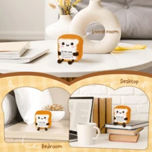 1pc Handmade Crochet Desktop Decor Ornament, Funny Bread Toast Shape, Birthday Gift For Best Friend, Girlfriend, Sister, Mom, Grandma, Coworker, Family, Positive Vibes, Creative Party Favor, Halloween, Christmas, Appreciation, Plush Doll For Boys, Girls, Kids