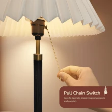 QUIGO Bedside Table Lamp For Bedroom Living Room-3 Color Temperature,Bedside Lamps For Nightstand With Fabric Lampshade, Solid Wood & Brass, Modern End Table Lamp, Led Side Table Desk Lamp Vintage BW01T - Xem 7