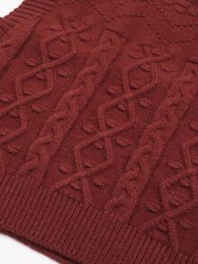 一件女童/男童套头毛衣背心，宽松版型，纹理针织设计，适合春秋季穿着。 - 酒紅色 - 查看 7