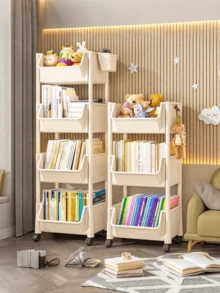 4/5 层滚动储物车，实用滚动塑料储物车，5 层，带轮子的移动整理器，360 度旋转，实用推车、书车、零食车、储物柜、装饰、礼物、返校季、父亲节浴室客厅厨房紧凑型白色零食、用品和其他储物盒 - 室内多层搁架单元，移动储物车 | 现代储物 | 开放式货架设计，滚动储物车