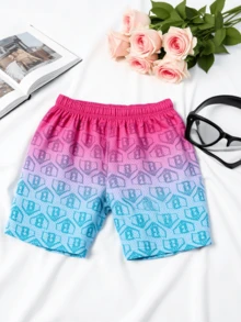 Men's Summer Starry Sky Pattern Sports Short Drawstring Waist Basketball Shorts Pants Casual Sports Shorts - Độ dốc màu đỏ và xanh - Xem 4
