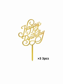 1件/3件/5件装生日快乐蛋糕装饰，亚克力蛋糕装饰，生日快乐蛋糕插牌，生日派对现代字母蛋糕顶部装饰，生日蛋糕装饰礼物，蛋糕插牌装饰，烘焙装饰，烘焙用品，蛋糕用品，厨房家具必备品，节日礼物 - 金色 - 查看 10