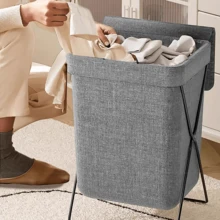 Lislark Laundry Basket Dirty Washing Wash For Clothes Bin Foldable Storage Bag With Lid - Grey - View 2
