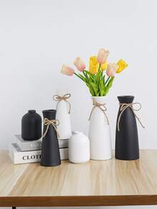 1pc Nordic Minimalist Ceramic Vase, High-Quality Tabletop Decoration, Living Room Flower Arrangement, Entrance Hall, Wine Cabinet, Bedside Table, Small Dining Table Ornaments