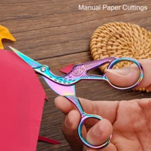 Set Of 2: 4.57-Inch Large Gold Crane Scissors & 3.7-Inch Small Gold Crane Scissors, Vintage Style Sewing, Embroidery, Paper, Office & Eyebrow Grooming Multi-Purpose Scissors - Multicolor - View 6